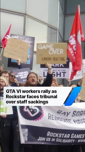 GTA VI workers rally as Rockstar faces tribunal over 'unfair' dismissal of staff #gta #news #gaming