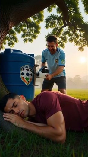 WHEN MESSI FLOODED RONALDO'S FACE IN THE VILLAGE 😂 | FUNNY FOOTBALL STORY