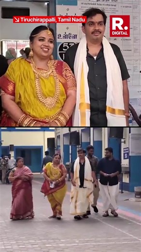 Newly-Wed Couple Casts Vote Right After Wedding in Tiruchirappalli