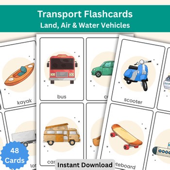 Transport Flashcards – 48 Vocabulary Cards