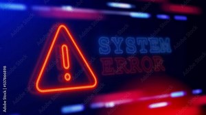 System Error Warning Alert Screen loop Blinking glitch Error Animation. concept of hacking attack, data theft, scam, phishing. System warning, hacking attempt. Computer system crash, error message.