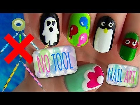 No Tool Nails Tutorial! 5 Nail Art Designs