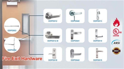 Push Bar Panic Exit Device with Lock EN1125 Heavy Duty Fire Door Stainless Steel Lever Trim