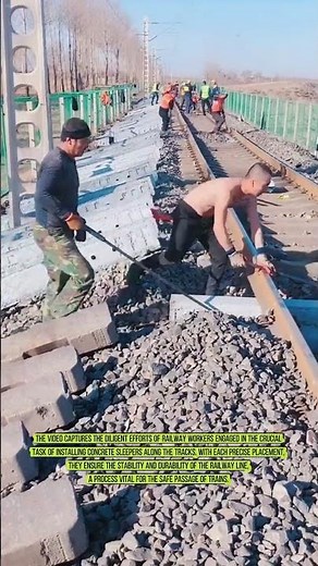 Laying the Foundations of Travel: Railway Workers Installing Concrete Sleepers