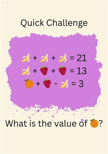 Quick & fun fruit puzzle challenge! 🍏🍊🍍 #quiz #algebra #mathematicalpuzzle