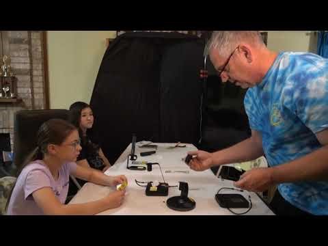 soldering a micro PCB board - an RGB LED color mixer device for learning digital color misxing