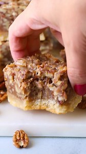 With a simple shortbread cookie crust, this is so much easier to make than pie! Comment "PECAN" for the recipe! | Well Plated