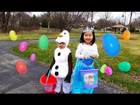 HUGE Easter Eggs Hunt with Frozen Elsa and Olaf