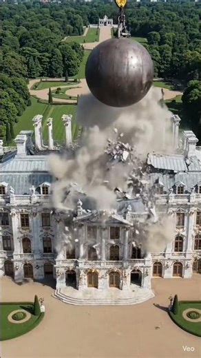 Massive Wrecking Ball Destroys Luxury Mansion in Seconds | Satisfying Demolition #shorts