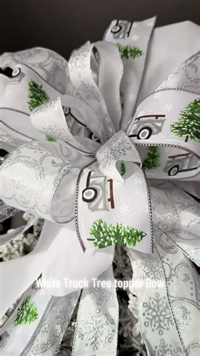 White Tree Topper Bow #christmas #whitesnow #christmasbow