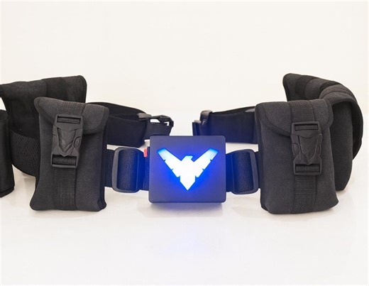 Nightwing Inspired Utility Belt | Canvas & Plastic Cosplay Belt With Pouches | LED Light Emblem | USB-C Rechargeable Superhero Belt - Etsy