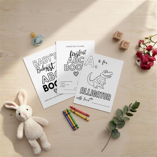 Baby Shower ABC Book Activity Printable, Baby Coloring Game, Baby First Book A-Z, Alphabet Guest Book Keepsake PDF - Etsy