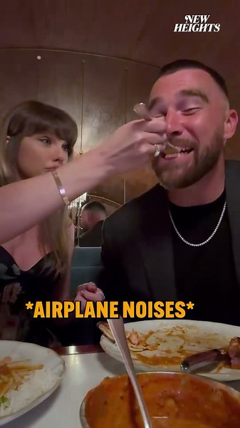 Taylor Swift Pokes Fun At 'New Heights' Joke While Feeding Travis Kelce With Airplane Noises