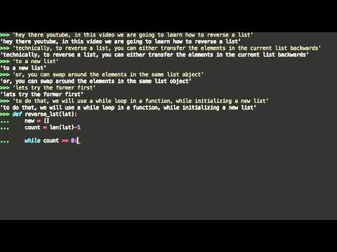Reversing a List in Python with a while loop