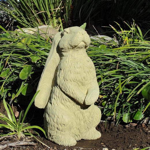 VINTAGE STANDING RABBIT: Solid Stone Bunny Statue. Outdoors Safe Garden Decor. Handcrafted U.S.A. - Etsy