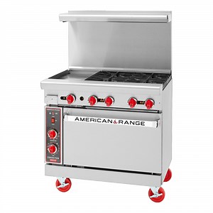 American Range AR-12G-4B-C 36" Natural Gas 4-Burner Range with 12" Griddle and Convection Oven - 178,000 BTU