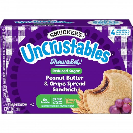 Reduced Sugar Peanut Butter & Grape Spread Sandwich on Wheat