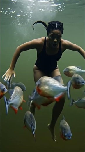 piranha fish attack in underwater human #fish