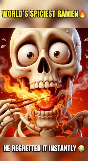 Mr. Bones Takes the Spiciest Ramen Challenge 🔥😂 #Shorts