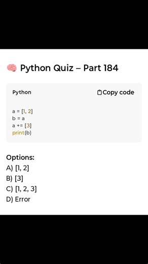 Python Quiz Part 184 | Tricky List Question 😱 | Can You Solve This? #python #coding#pythonquiz#reels