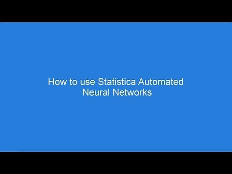 How to use TIBCO Statistica Automated Neural Networks