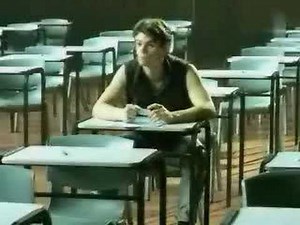 Funny student at exam hall