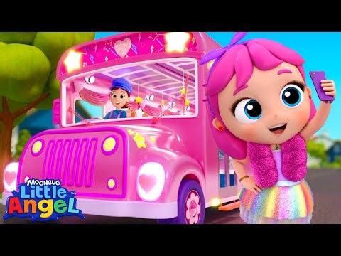 Wheels on the Pink Party Bus! 🚌 | Little Angel Kids Songs & Nursery Rhymes