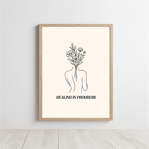 Healing in Progress | Therapy Office Wall Art | Boho Print | Minimalist Decor | Neutral | Mental Health - Etsy