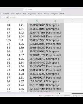 Calculating BMI for multiple patients in Excel