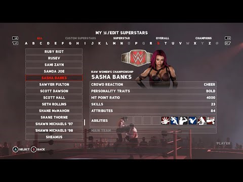 WWE 2K18 Sasha Banks Full Attributes & Stats