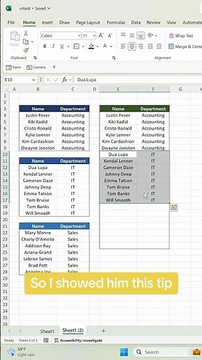 TRICK 280: (v)stack arrays with this new Excel function #excel #vstackarray #corporate #accounting🤯