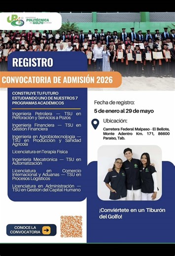 Convocatoria de Admisión 2026 Abierta para Programas Académicos