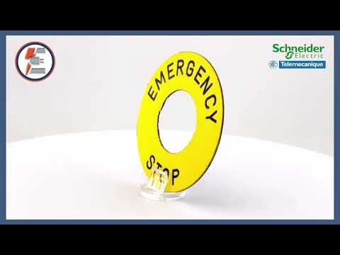 Schneider Electric ZBY9330N Emergency Stop Legend Plate 40mm Yellow | Telemecanique Label