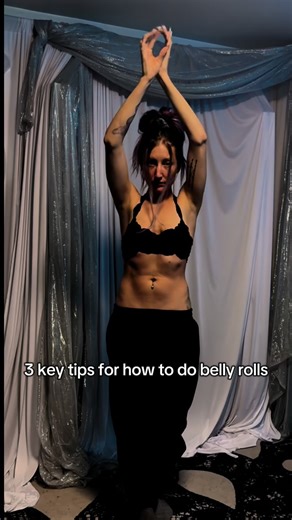 Want to learn how to do belly rolls that look ripples? Here are 3 key tips to learning how to do belly rolls — with control: 1. Get comfortable seeing your stomach fully inflated. You need to be able to push your abdominals out in a way that allows you to pull them back in — strategically. Tummy shame? Drop it. It does not belong in belly dance - we love all belly’s here!! 2. Touch your tummy. Experiment with feeling the sensations beneath your hands and bridging that tactile feedback with what 