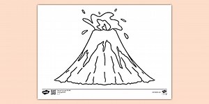 Volcano Erupting Colouring Sheet