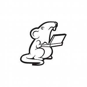 Mouse on Laptop Mouse logo mascot illustration - cartoon character...