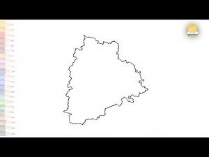 Telangana State Map drawing | Map outline | How to draw Telangana State Map step by step #artjanag