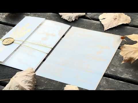 Clear Acrylic Wedding Invitation with Gold Floral Envelope & Wax Seal
