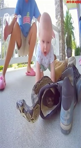 Python Snake Crawls Out of Baby’s Shoe! 😱 | Caught on CCTV