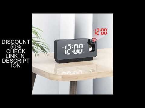 Digital Projection Alarm Clock with Rotatable Ceiling/Wall Projector Bedside Desktop Clock Large Dis