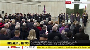 The UK falls silent for Armistice Day, as a mark of respect to those who have died in conflict. It is now 103 years since the armistice which ended World War One. https://trib.al/ACnOEvV | Sky News