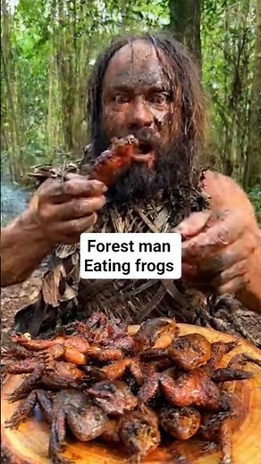 Forest man eating frogs #eating #frog