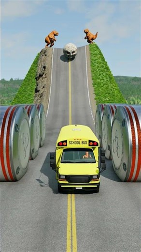 Car & School Bus vs Hydraulic Crush - BeamNG.drive