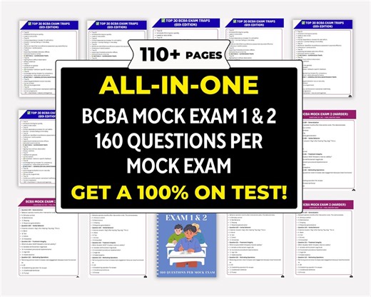 BCBA Mock Exam 1 & 2 Practice Test | 320 Questions, ABA Principles - Etsy Canada