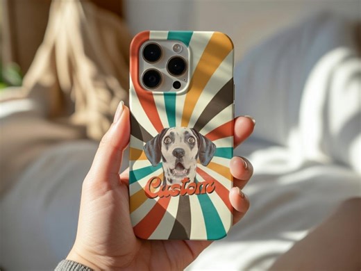 Custom Retro Groovy Phone Case With Pet Photo, 70s 80s 90s Vintage Checkerboard iPhone 16 15 Samsung S25 S24 Gift - Etsy
