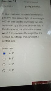 In an experiment to obtain interference patterns on a screen, l... | Filo