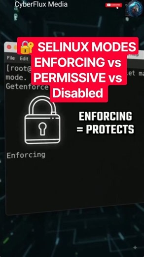 SELinux Modes Explained: Enforcing vs Permissive vs Disabled 🔐 #linux #linuxcommandlinetutorial