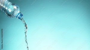 Super slow motion of splashing water from bottle. Filmed on very high speed camera, 1000 fps.