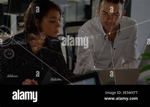 Animation of network of connections over business people using phone headsets. Global business and digital interface concept digitally generated video Stock Video Footage - Alamy