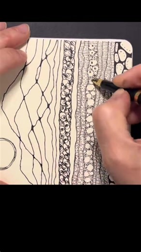 Abstract Landscape Drawing with Doodle and Zentangle Patterns